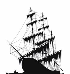 Sunk old ship vector image