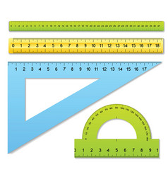 Three rulers and one protractor vector image