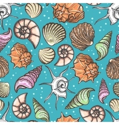 Ocean seamless pattern with colorful seashells Ocean seamless pattern with colorful seashells vector image