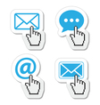 Contact buttons set with cursor hand icon vector image