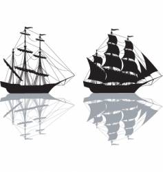 Two ships isolated on white vector image