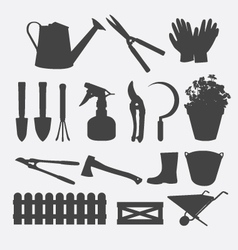 Gardening Tools Silhouette vector image