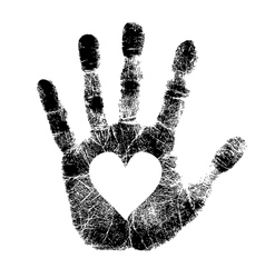 Hand print with heart Hand print with heart vector image