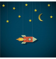 Vintage rocket in space vector image