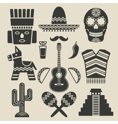 Mexico travel icons set vector image