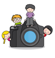 Children with a camera vector image