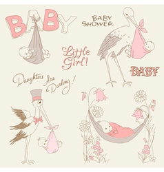Vintage baby girl shower vector image