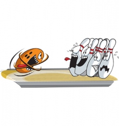 Terrified bowling pins vector image