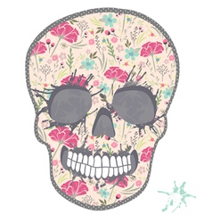 Cute skull with floral pattern Cute skull with floral pattern vector image