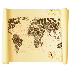 World map drawn by typography vector image
