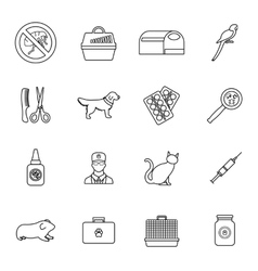 Veterinary icons set thin line style Veterinary icons set thin line style vector image