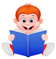 Cartoon boy reading a book vector image