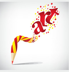 Creative pencil with red art isolate on white vector image