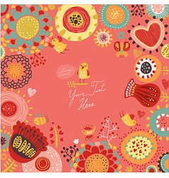 Floral background with funny birds vector image
