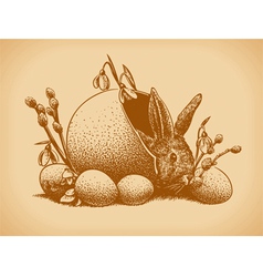 Easter Bunny Vintage Style vector image