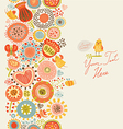 Floral pattern with funny birds and insects vector image