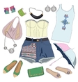 Summer clothes collection for young women and girl vector image