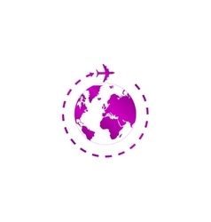 Globe and plane travel icon Globe and plane travel icon vector image