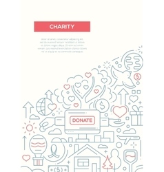 Charity - line design brochure poster template A4 vector image