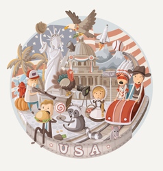 Plate design with items from USA vector image