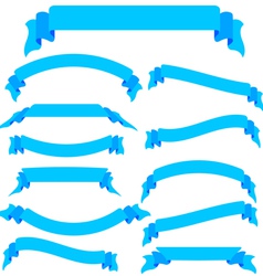 Set blue ribbons and banners vector image