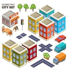Isometric city set vector image