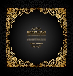 Florish antique vintage frame black and gold vector image