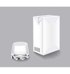 Packaging milk and a glass vector image