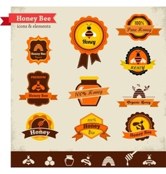 Honey bee label set vector image