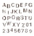 Stamp alphabet vintage wooden style vector image