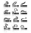 The set of black symbols cigarettes vector image