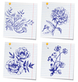 Hand-drawn doodle flower set in sketchbook vector image