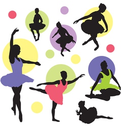 Set ballet silhouettes vector image