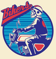 Skull rider ride a motor cycle with circle backgro vector image