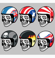 Skull wearing various retro helmet vector image