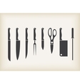 Icons of kitchen knifes vector image