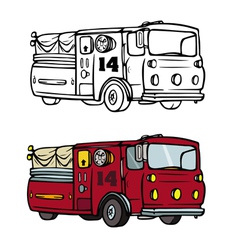 Fire truck coloring book vector image