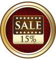 Fifteen percent sale icon vector image