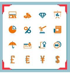 Financial icons in a frame series vector image