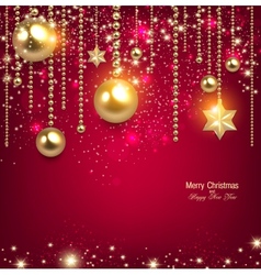Elegant christmas background with golden baubles vector image