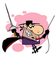 Masked Man Holding A Sword And Swinging From A Rop vector image