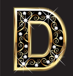 D gold letter with swirly ornaments vector image