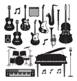 Jazz Music Instruments Silhouette Objects Set vector image