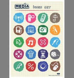 Media and social network web icons set vector image