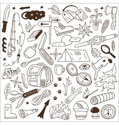 Camping - doodles collection vector image