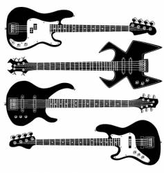 Bass guitar silhouettes vector image
