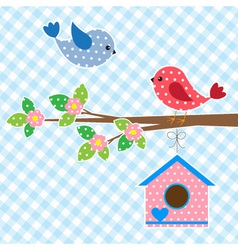 Couple of birds and birdhouse vector image