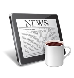 Tablet and coffee cup vector image