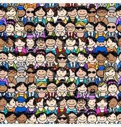 Seamless pattern with people icons for your design vector image