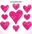 Grunge hearts set vector image